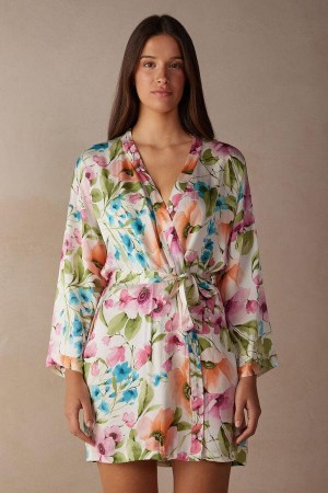 Intimissimi Botanical Lyrics Satin Kimono Ženske Pidžama Visebojne | HR 2193SOB