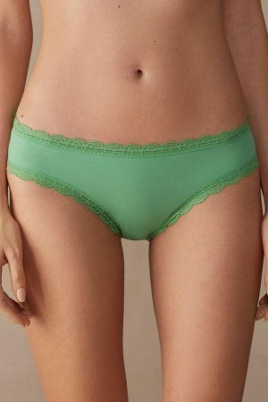 Intimissimi Cotton and Lace Ženske Gaćice Menta | HR 2383XFY