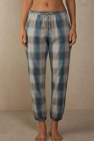 Intimissimi Cozy Mountains Brushed Cloth Pants with Cuffs Ženske Pidžama Plave | HR 2065FMM