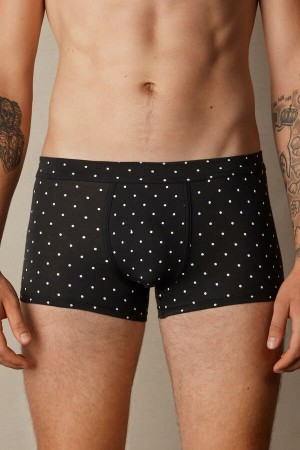 Intimissimi Dotted in Stretch Supima® Cotton Muške Boxer Crne | HR 2600SOG