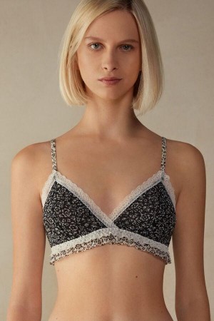 Intimissimi Emma A Floral Affair Triangle Ženske Grudnjaci Crne | HR 1386APV