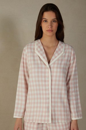 Intimissimi Gingham Lover Shirt in Brushed Cloth Ženske Pidžama Roze | HR 2177CEI