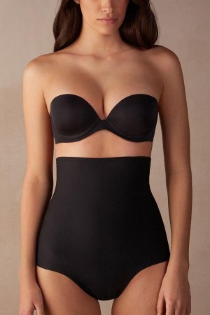 Intimissimi High Waist Shaping Hipster in Seamless Microfiber Ženske Gaćice Crne | HR 2306XFU