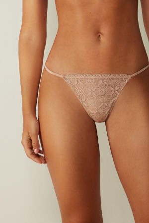 Intimissimi Lace String Thong Ženske Gaćice Bež | HR 2288EXG