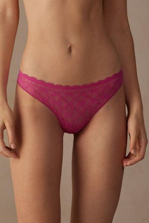 Intimissimi Lace and Microfiber Brazilian Ženske Gaćice Roze | HR 2495DNF