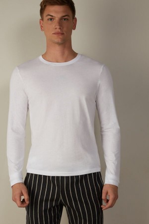 Intimissimi Long-Sleeve Supima® Cotton Top Muške Pidžama Bijele | HR 2896MAN