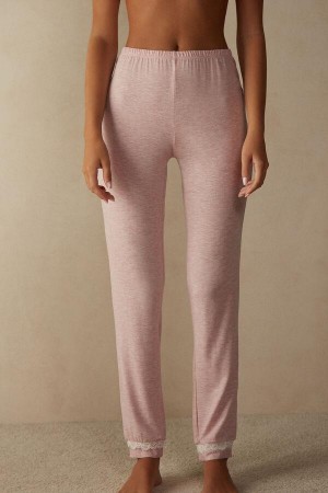 Intimissimi Long Modal Lace Detail Trousers Ženske Pidžama Svijetlo Roze | HR 2009PQC