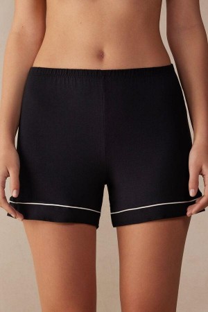 Intimissimi Modal Shorts with Contrast Trim Ženske Pidžama Crne | HR 1964JJE