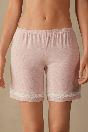 Intimissimi Modal Shorts with Lace Details Ženske Pidžama Svijetlo Roze | HR 1989HKW