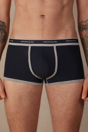 Intimissimi Natural Fresh Supima® Cotton with Logo Muške Boxer Plave Svijetlo Sive | HR 2667HKR