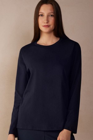 Intimissimi Oversized Top in Supima® Cotton Ženske Dugi Rukav Plave | HR 1837ZGY