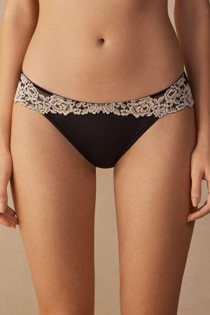 Intimissimi Pretty Flowers Ženske Gaćice Crne Bijele | HR 2416FMD