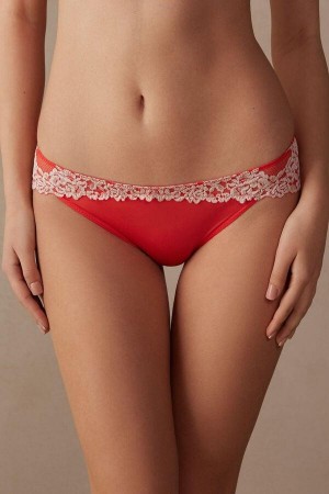 Intimissimi Pretty Flowers Ženske Gaćice Tamno Crvene Bijele | HR 2355VDR