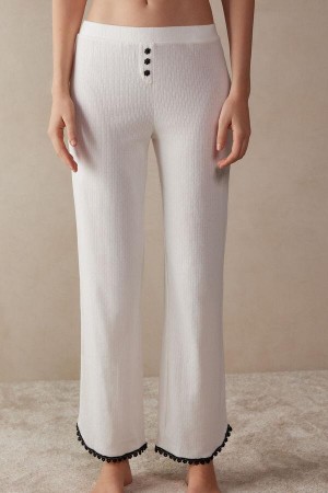 Intimissimi Pure Joy Full Length Cotton Pants Ženske Pidžama Bijele | HR 2033ISZ