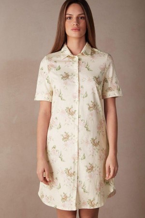 Intimissimi Scent of Roses Cotton Nightshirt Ženske Pidžama Visebojne Bijele | HR 2215ISZ