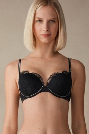 Intimissimi Shine High Like Stars Elettra Super Push-up Ženske Grudnjaci Crne | HR 1291ZGY