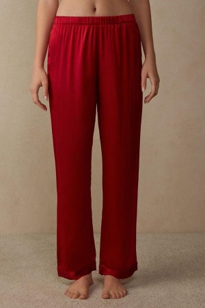 Intimissimi Silk Satin Pants Ženske Pidžama Crvene | HR 2073CEI