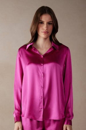 Intimissimi Silk Shirt Ženske Dugi Rukav Roze | HR 1831FMM