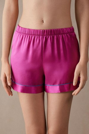 Intimissimi Silk Shorts with Contrast Trim Ženske Pidžama Roze | HR 1980UTL