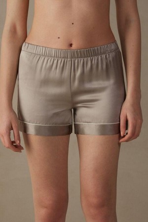 Intimissimi Silk Shorts with Contrast Trim Ženske Pidžama Bež | HR 1990JJE