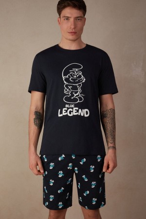 Intimissimi Smurfs Short Cotton Muške Pidžama Plave | HR 2883DNS