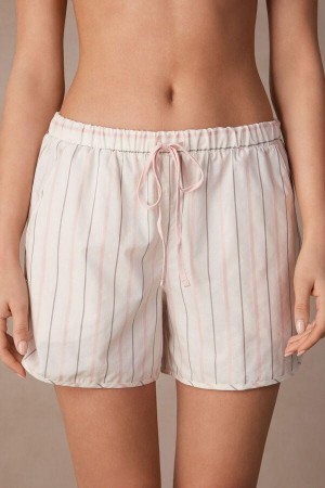 Intimissimi Soft Spring Cotton Cloth Shorts Ženske Pidžama Bež Roze Prugice | HR 1971BCP