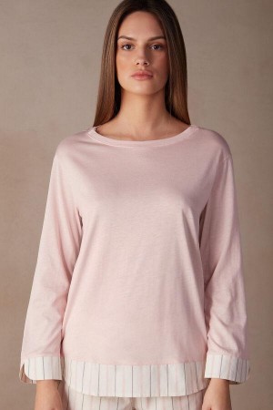 Intimissimi Soft Spring Long Sleeve Cotton Top Ženske Pidžama Roze | HR 2133RWH