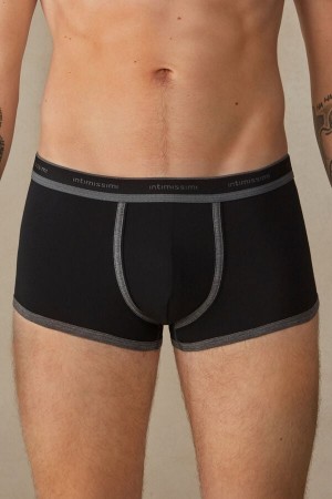 Intimissimi Stretch Supima® Cotton Shorts with Logo Detail Muške Boxer Crne Tamno Sive | HR 2614BCE