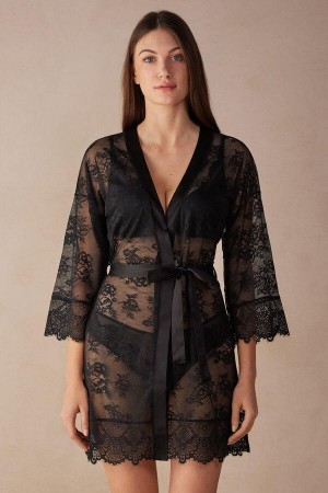 Intimissimi Stunning Beauty Lace Robe Ženske Pidžama Crne | HR 2194DNN