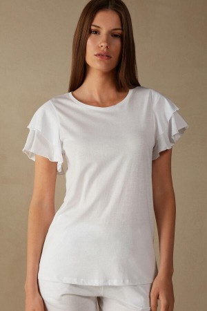 Intimissimi Summer Garden Short Sleeve Top in Supima® Ultrafresh Cotton Ženske Pidžama Bijele | HR 2114APV