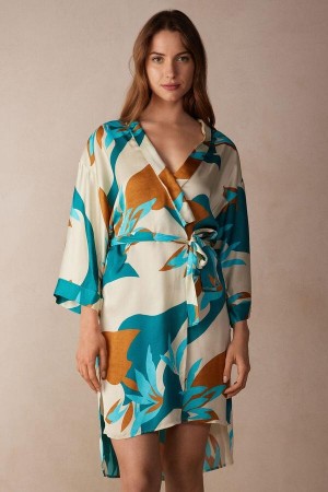 Intimissimi Summer Vibes Viscose Satin Kimono Ženske Pidžama Visebojne | HR 2189ISZ