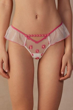 Intimissimi Sweet Like Daisies ‘80s Stil Brazilian Ženske Gaćice Fuksije Roze Bijele | HR 2458BCE