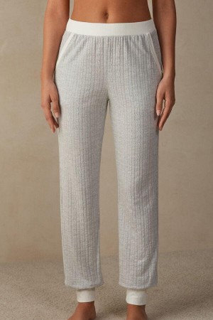 Intimissimi Timeless Heritage Full Length Cuffed Pants Ženske Pidžama Sive Bijele | HR 2052QZD