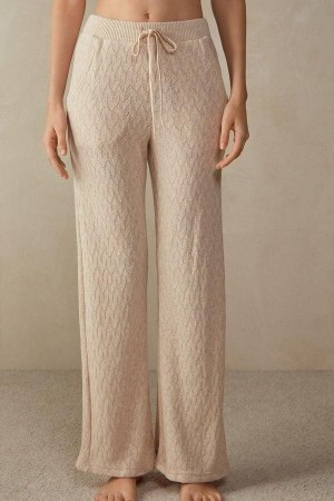 Intimissimi Winter Braid Full Length Jacquard Pants Ženske Pidžama Bež | HR 2062APV