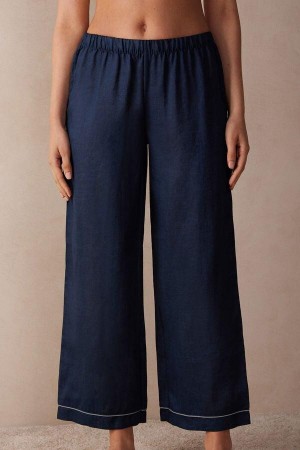 Intimissimi Yacht Night Linen Pants Ženske Pidžama Plave | HR 2026QZD