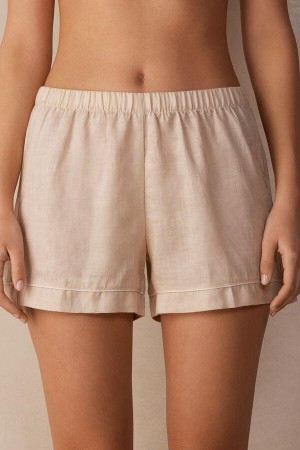 Intimissimi Yacht Night Linen Shorts Ženske Pidžama Bež | HR 1959SOB