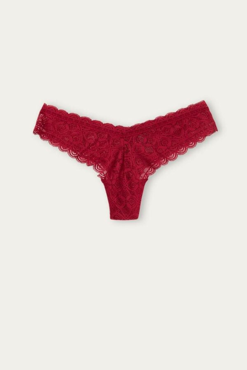 Intimissimi 80s-style Lace Brazilian Ženske Gaćice Crvene | HR 2512CET