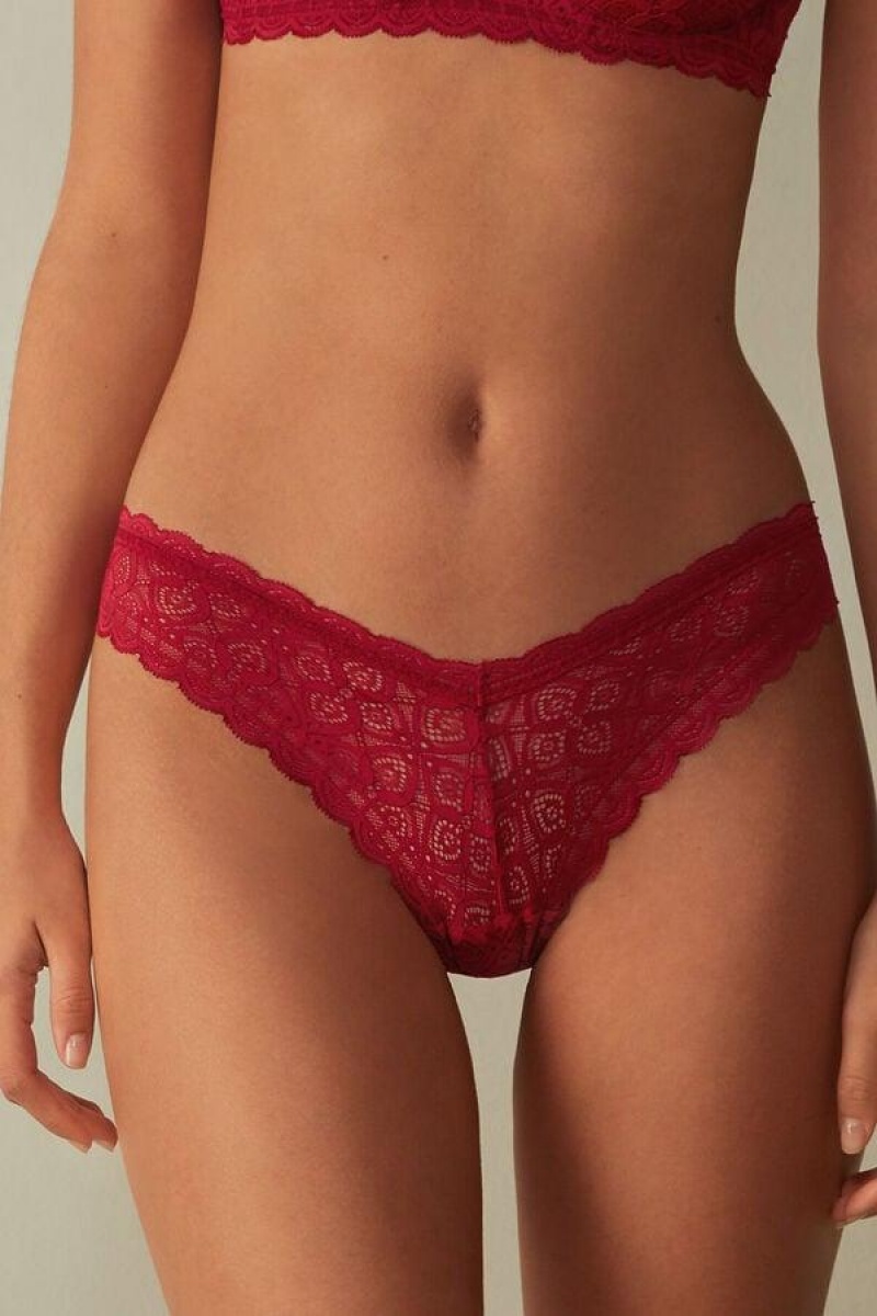 Intimissimi 80s-style Lace Brazilian Ženske Gaćice Crvene | HR 2512CET