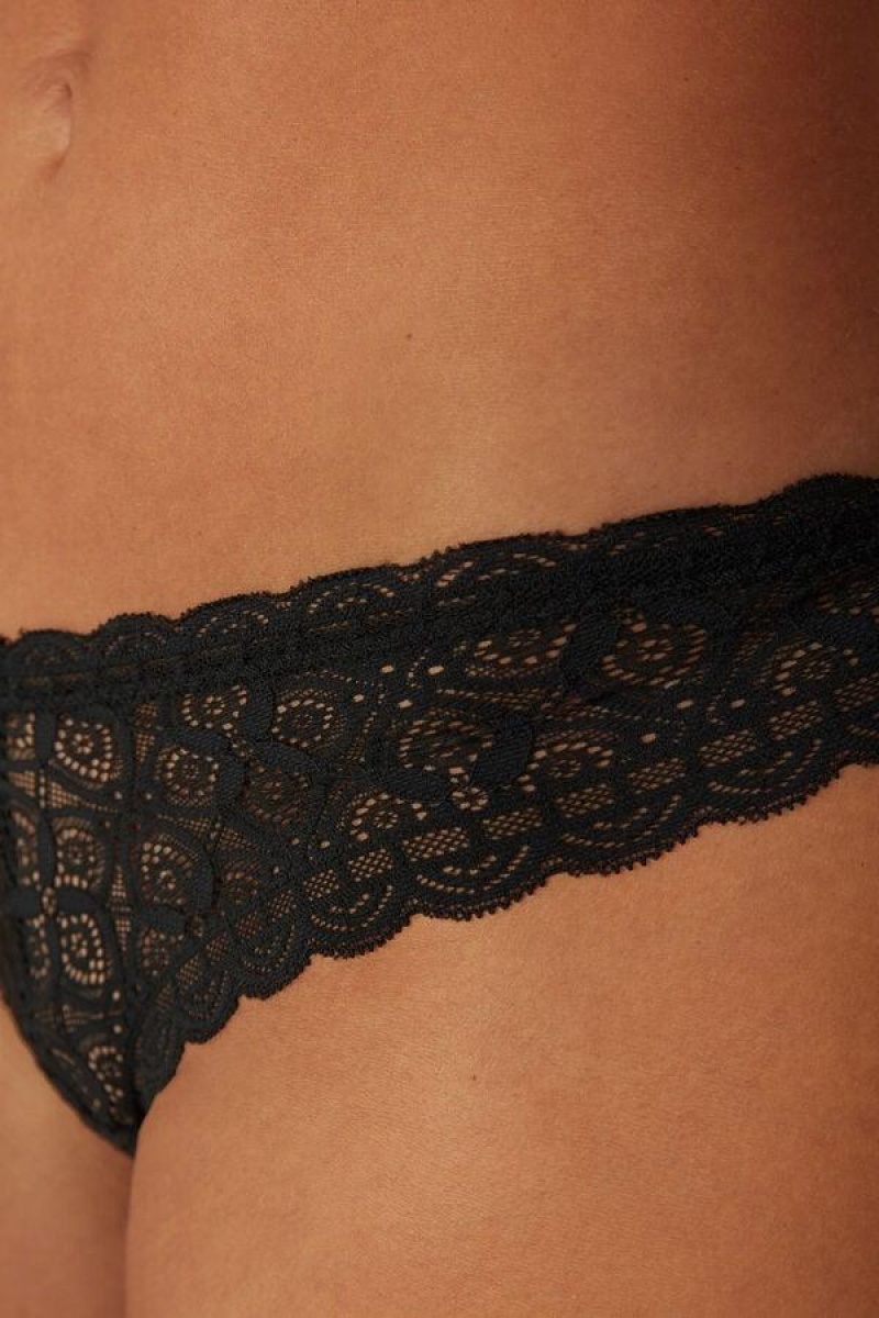 Intimissimi 80s-style Lace Brazilian Ženske Gaćice Crne | HR 2536BCE