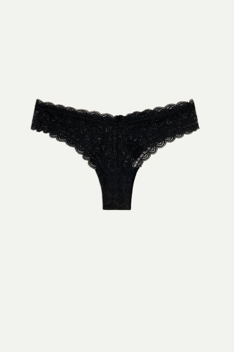 Intimissimi 80s-style Lace Brazilian Ženske Gaćice Crne | HR 2536BCE