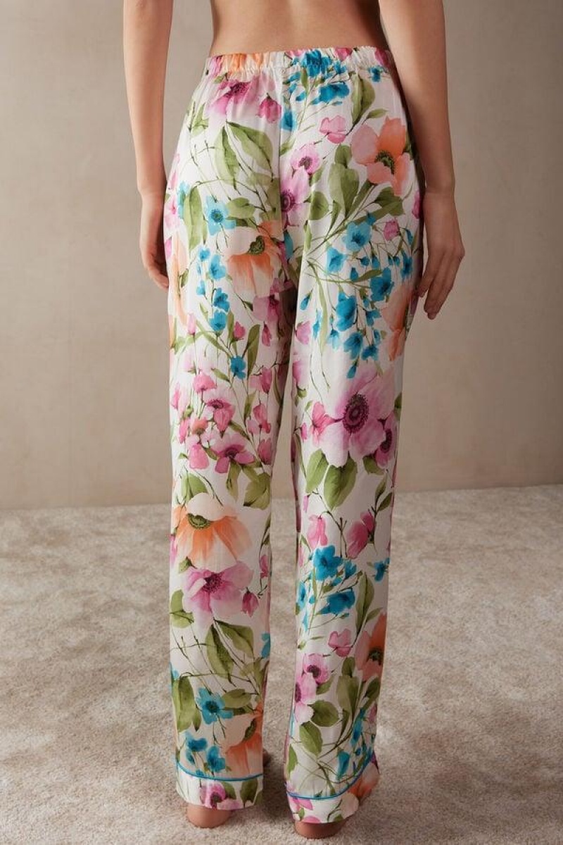 Intimissimi Botanical Lyrics Full Length Satin Pants Ženske Pidžama Visebojne | HR 2034ORX