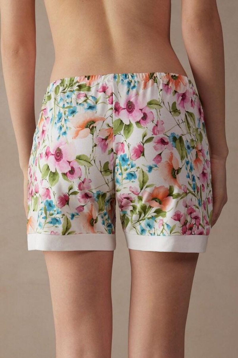 Intimissimi Botanical Lyrics Modal Shorts Ženske Pidžama Visebojne Bijele | HR 1974QZD