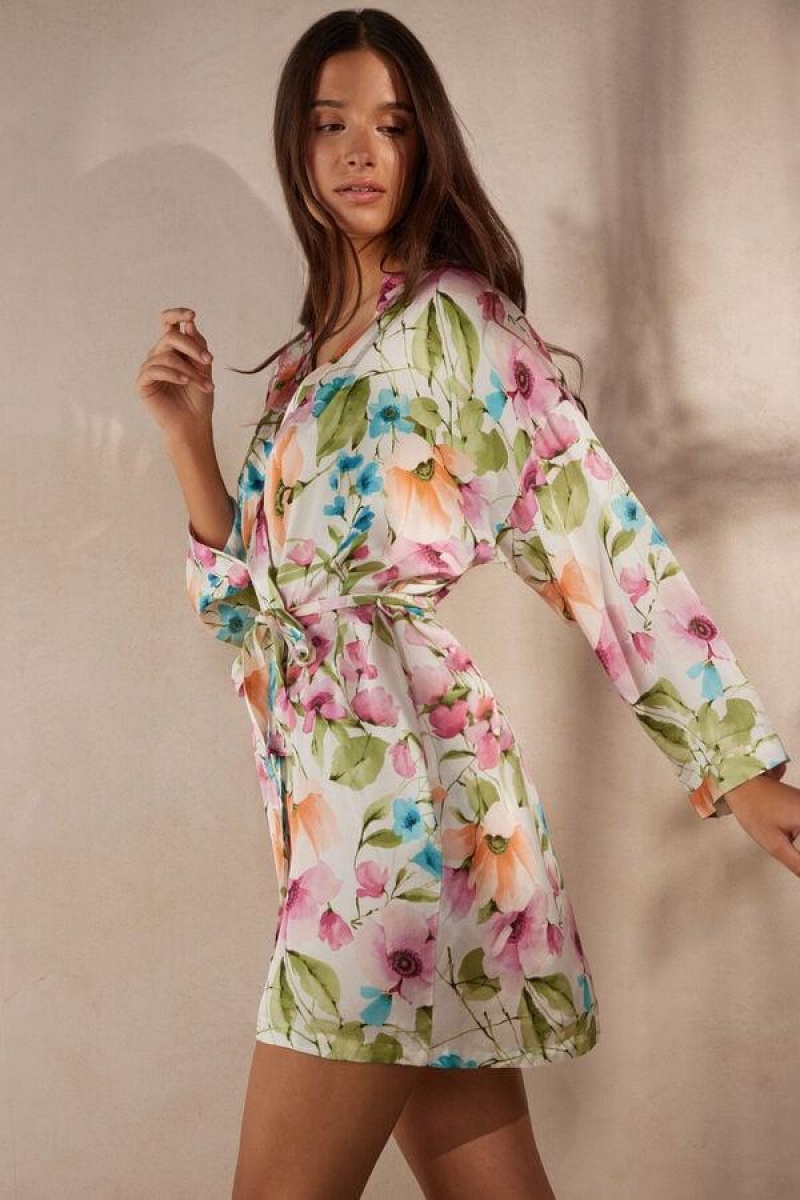 Intimissimi Botanical Lyrics Satin Kimono Ženske Pidžama Visebojne | HR 2193SOB