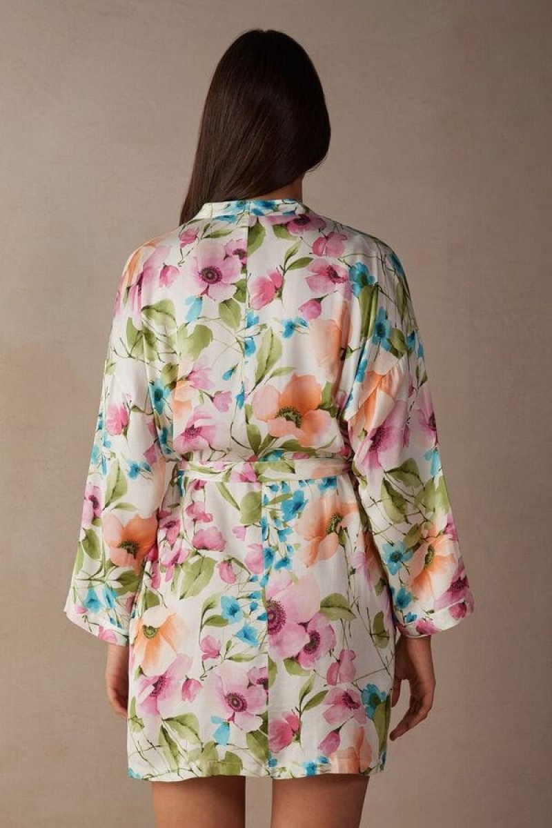 Intimissimi Botanical Lyrics Satin Kimono Ženske Pidžama Visebojne | HR 2193SOB