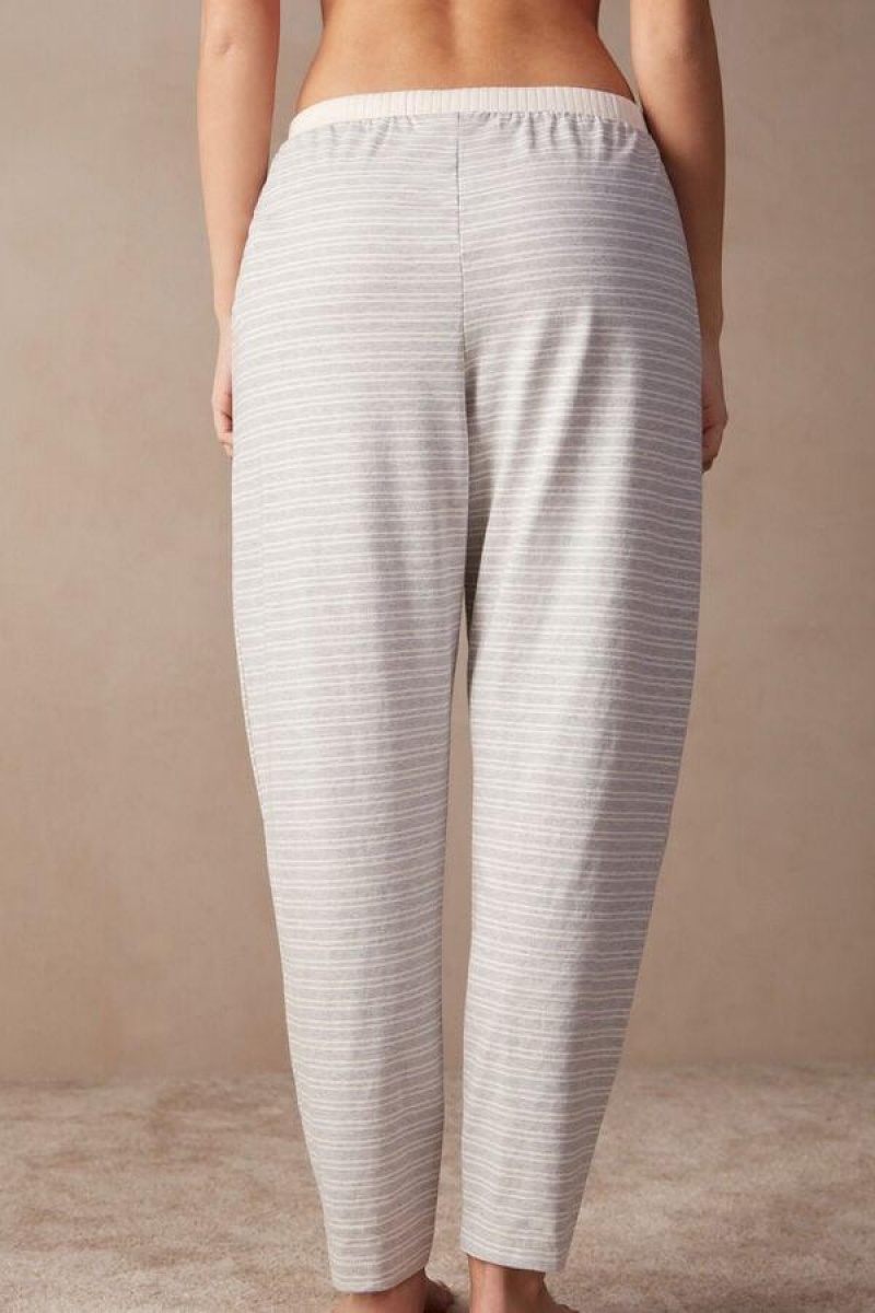 Intimissimi Casual Sunday Full Length Pants Ženske Pidžama Sive Svijetlo Žute Bež Prugice | HR 2035PQC