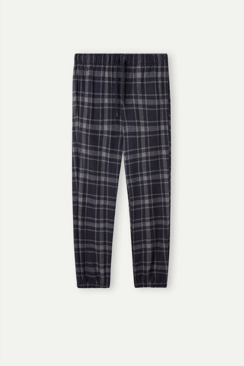 Intimissimi Check Tricot Full Length Pants Muške Pidžama Tamno Sive Plave | HR 2879JJI