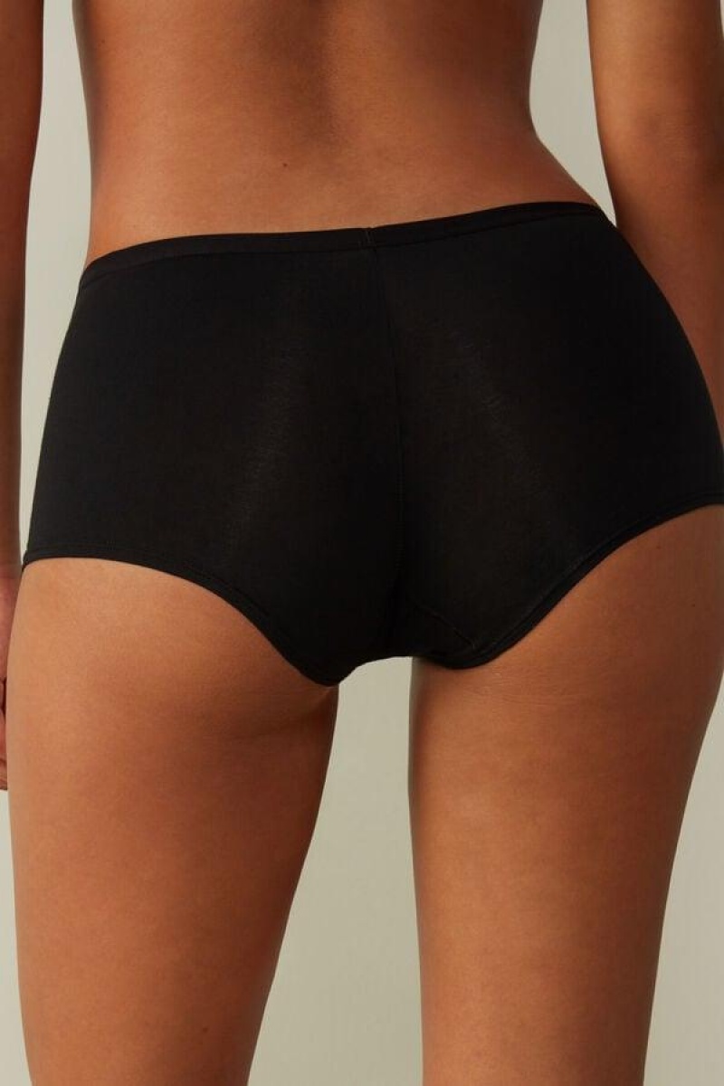 Intimissimi Cotton Boyshorts Ženske Gaćice Crne | HR 2339DNF