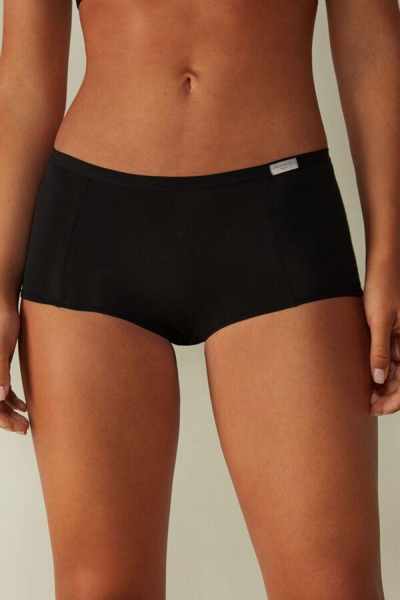 Intimissimi Cotton Boyshorts Ženske Gaćice Crne | HR 2339DNF