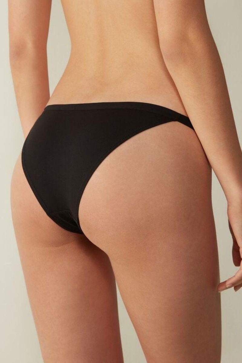 Intimissimi Cotton String Ženske Gaćice Crne | HR 2439JJP