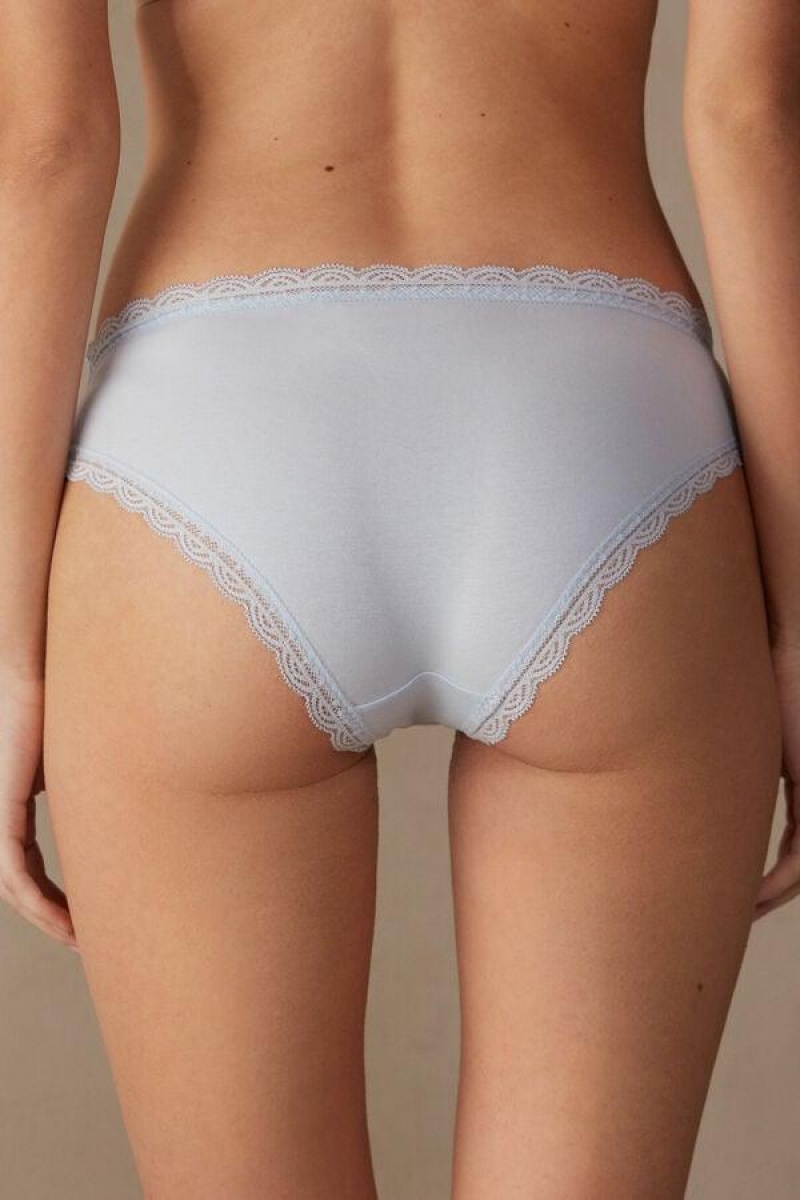 Intimissimi Cotton and Lace Ženske Gaćice Plave | HR 2381VDR